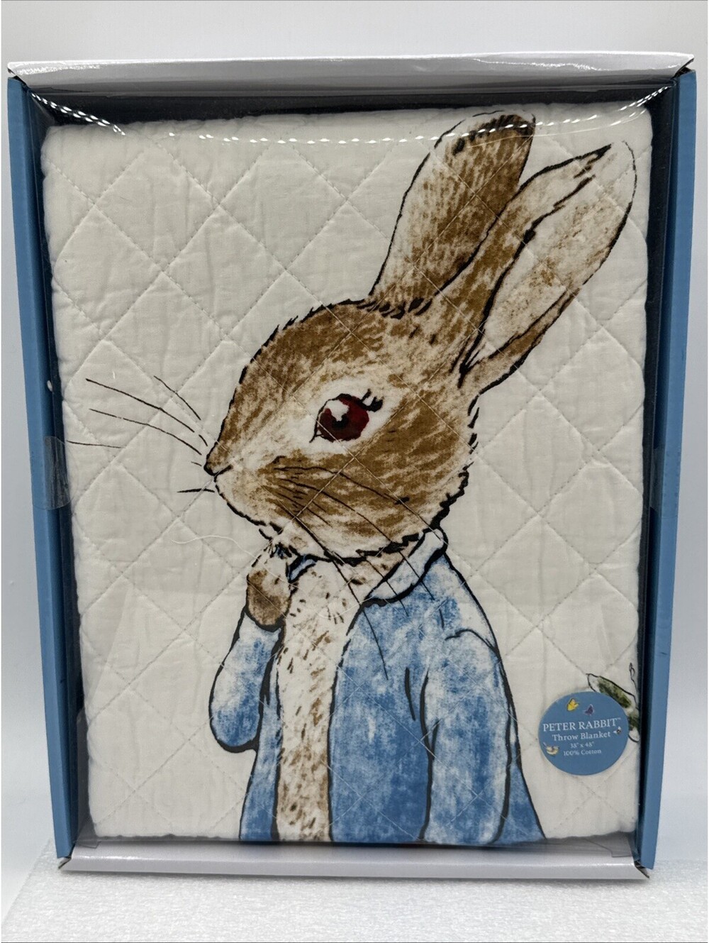 Peter Rabbit Quilted Throw Blanket 100% Cotton 38”x48” Nursery 2016 B&N New